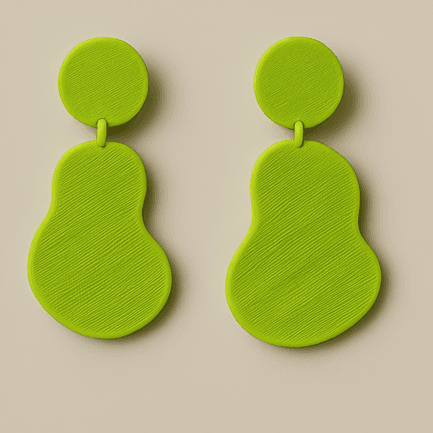 MonoWave neon green abstract drop 3D printed earrings, featuring a unique and flowing organic shape.”
