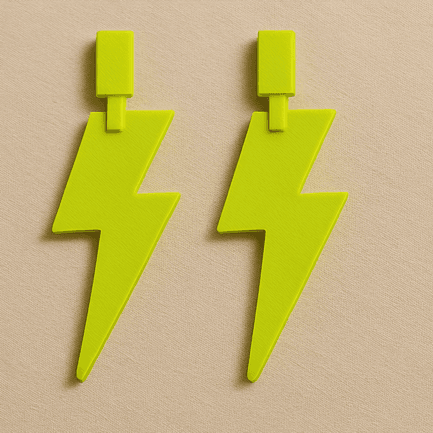 Lightning bolt earrings in neon green by MonoContrast