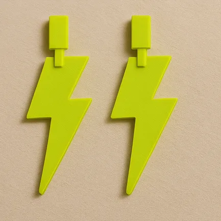 Lightning bolt earrings in neon green by MonoContrast