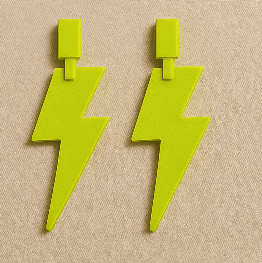 Lightning bolt earrings in neon green by MonoContrast