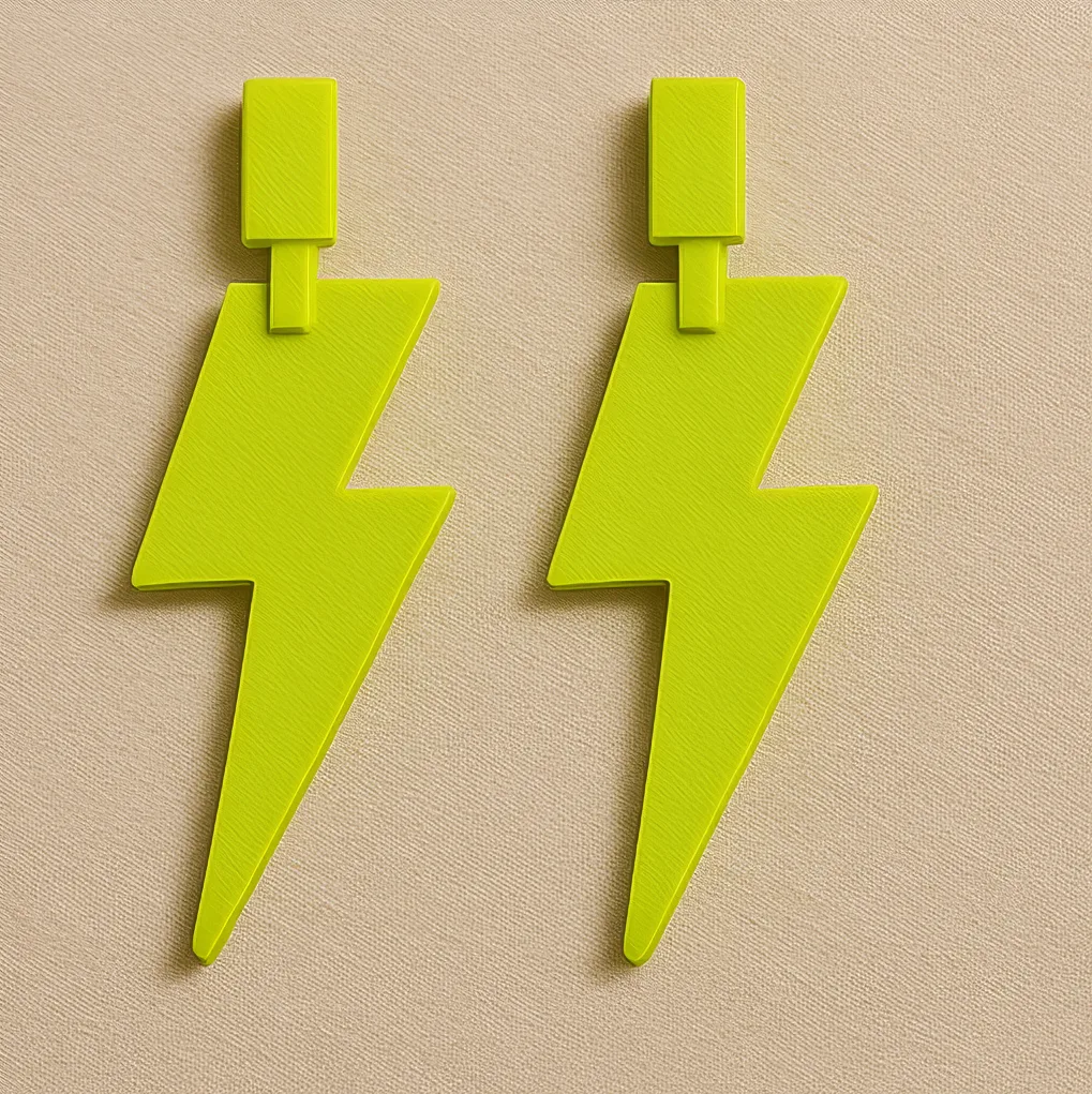 Lightning bolt earrings in neon green by MonoContrast Lightning bolt earrings in neon green by MonoContrast