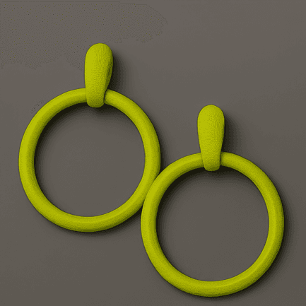 Green hoop earrings with sculptural matte texture by MonoContrast