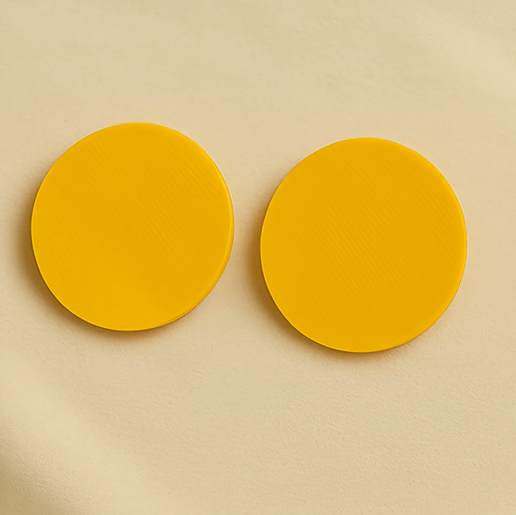 DotPop bright yellow circle 3D printed stud earrings featuring a simple round shape.