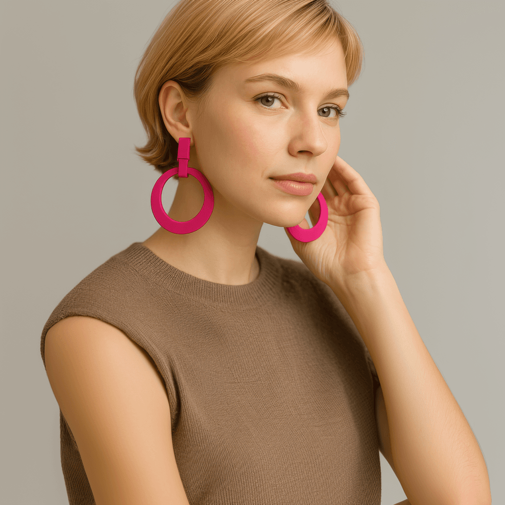 u8591484784_A_model_wearing_bright_pink_earrings_with_a_simpl_d991f684-1961-41d1-ad39-d82bd8d95abd_1