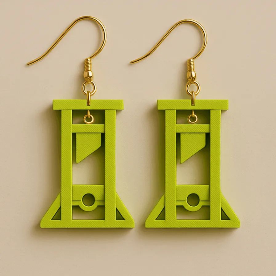 Guillotine earrings in neon green with bold geometric form