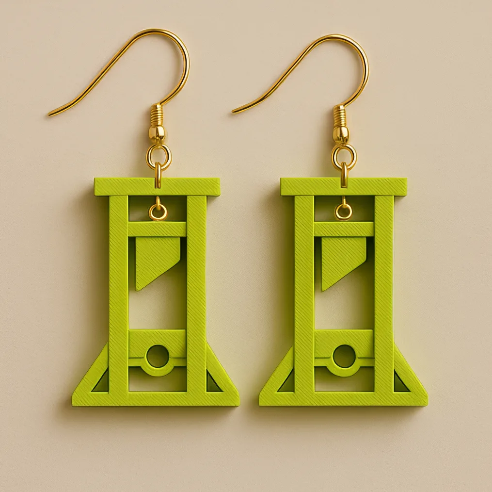 Guillotine earrings in neon green with bold geometric form